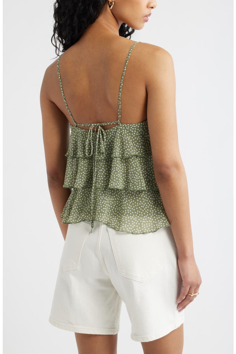 Ruffle Tiered Camisole, Alternate, color, OLIVE- WHITE DENSE DOT