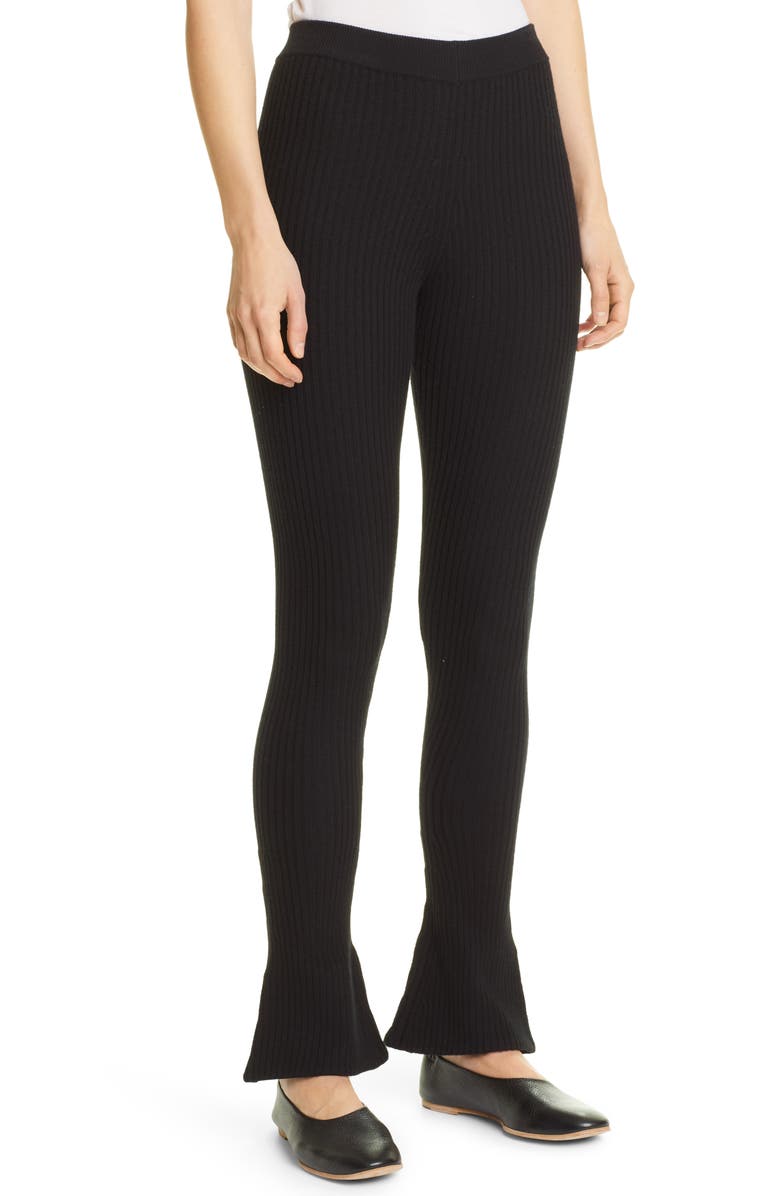 Merlette Alban Rib Stretch Merino Wool Flare Sweater Leggings, Alternate, color, 