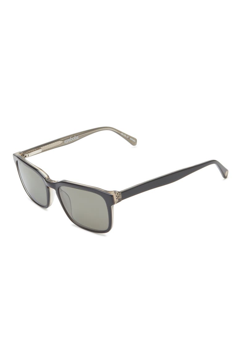 Seymour Glass 52mm Polarized Rectangular Sunglasses, Alternate, color, BLACK / SILVER / GREY