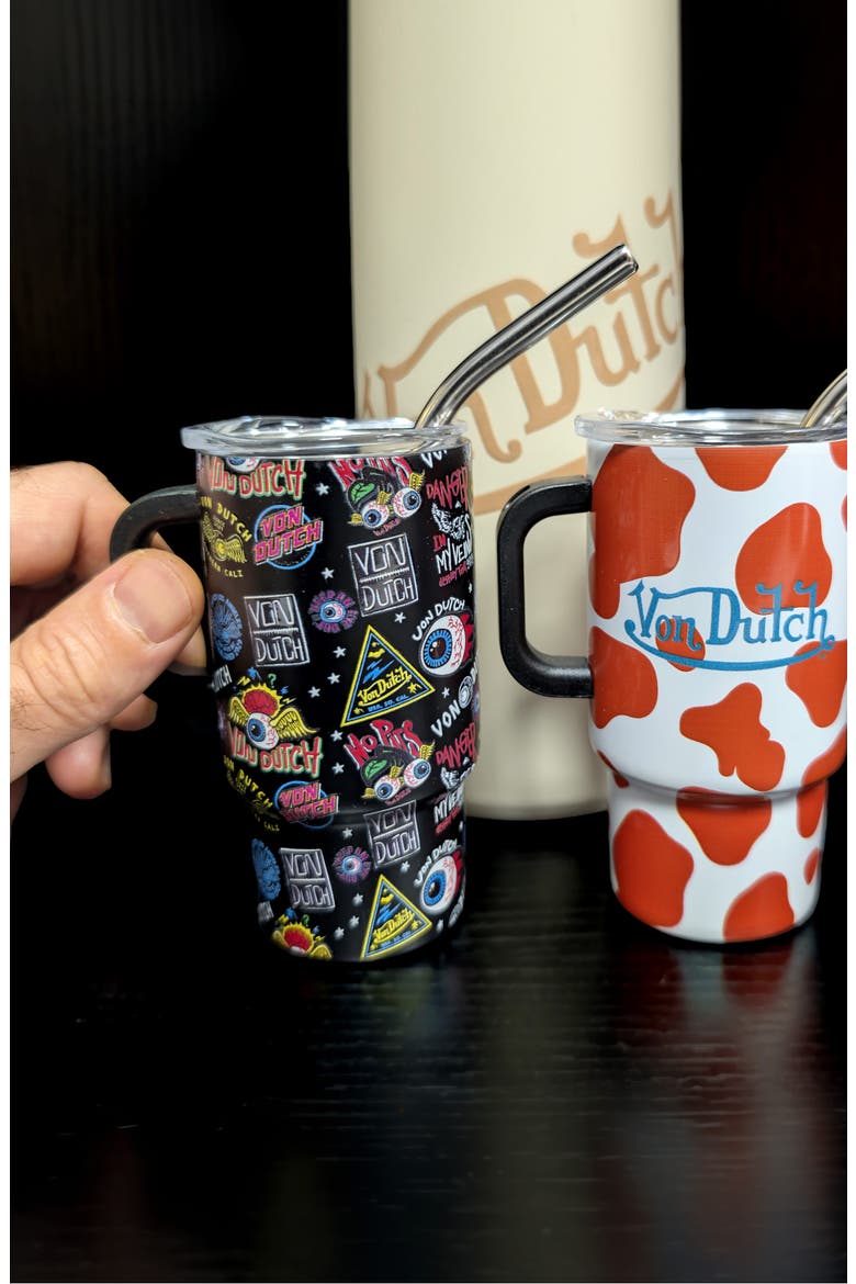 2 Piece 3oz Stainless Steel  Mini Tumbler Set, Alternate, color, Jax Black/ Orange Cow
