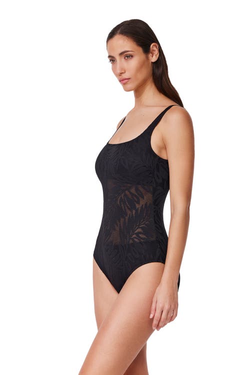 Profile By Gottex Skyfall Textured Square Neck One Piece In Black