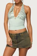 EDIKTED Sequin EMbellished Plunge Neck Halter Top