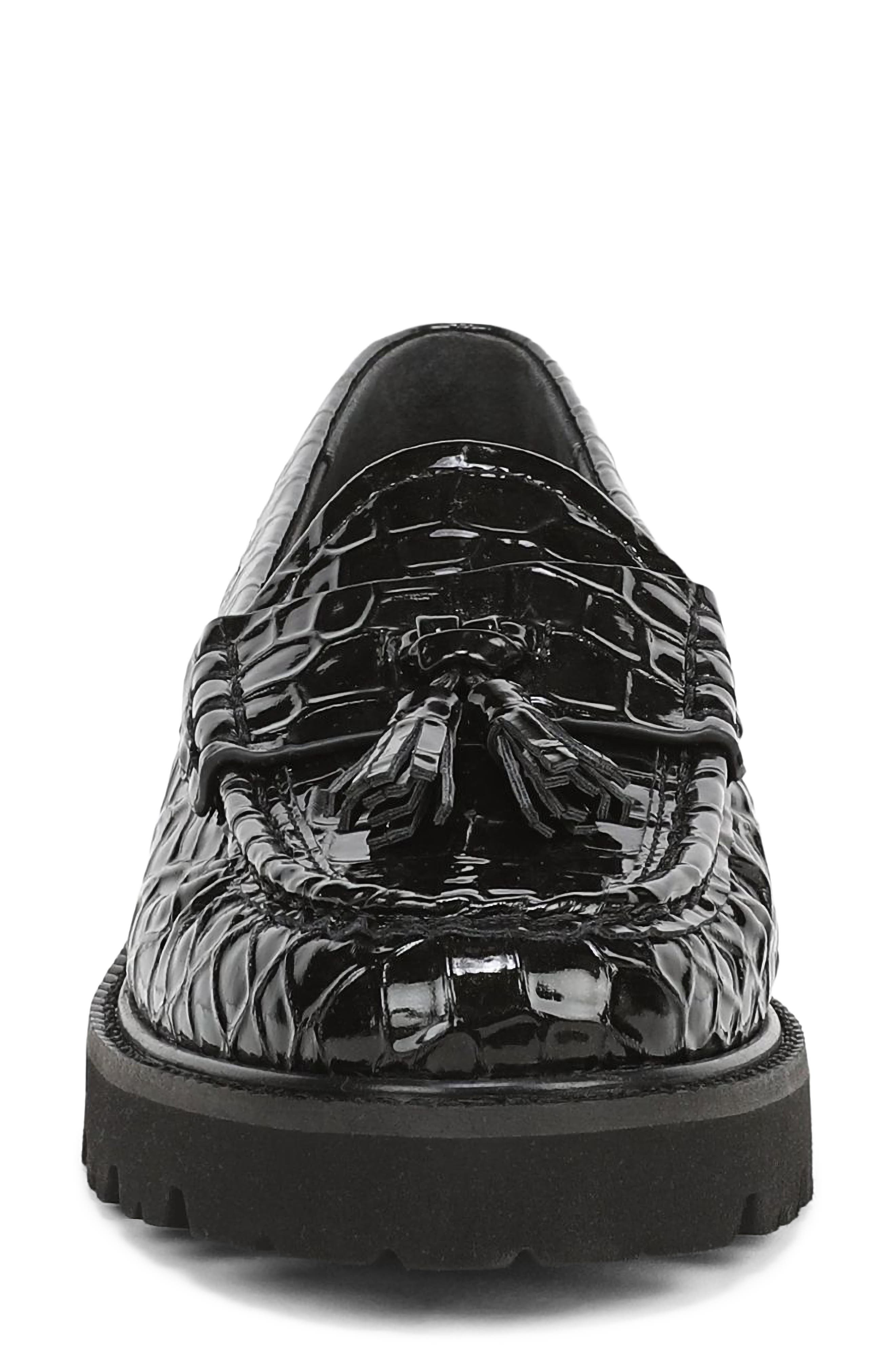 Sarika Tassel Loafer, Alternate, color, BLACK CROCCO PU