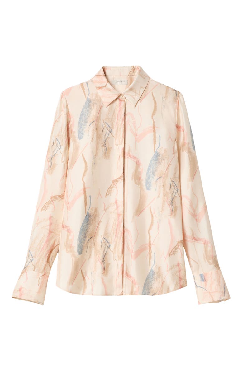 Lafayette 148 New York Scottie Painter's Palette Silk Twill Button-Up Shirt, Alternate, color, 