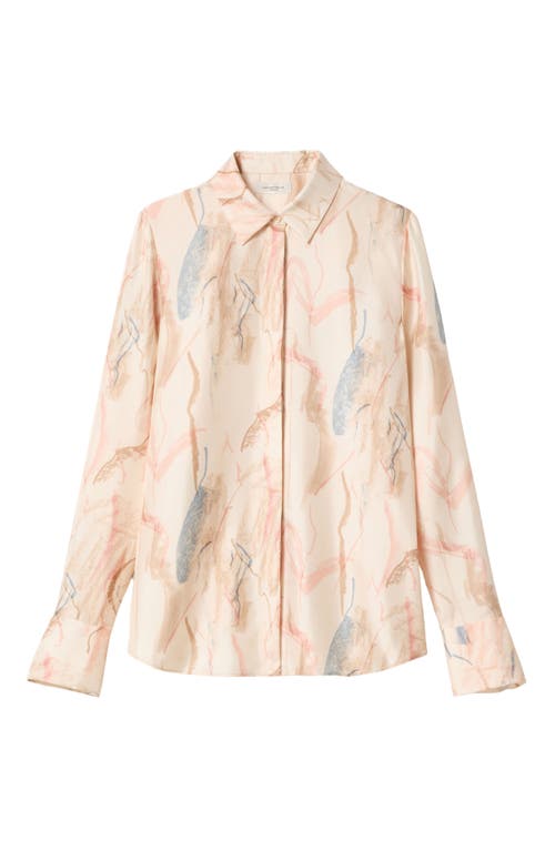 Lafayette 148 Gesture Print Silk Twill Button Down Blouse In Raffia Multi In Raffia Multi