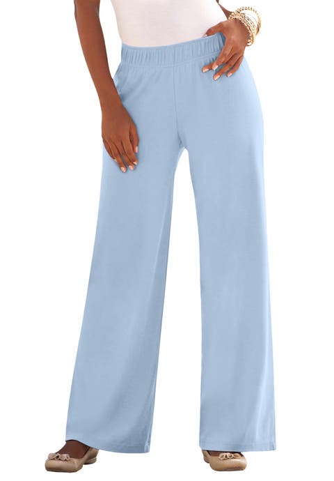 Plus Size Pull On Wide Leg Soft Knit Pant