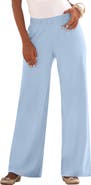Roaman's Plus Size Pull On Wide Leg Soft Knit Pant