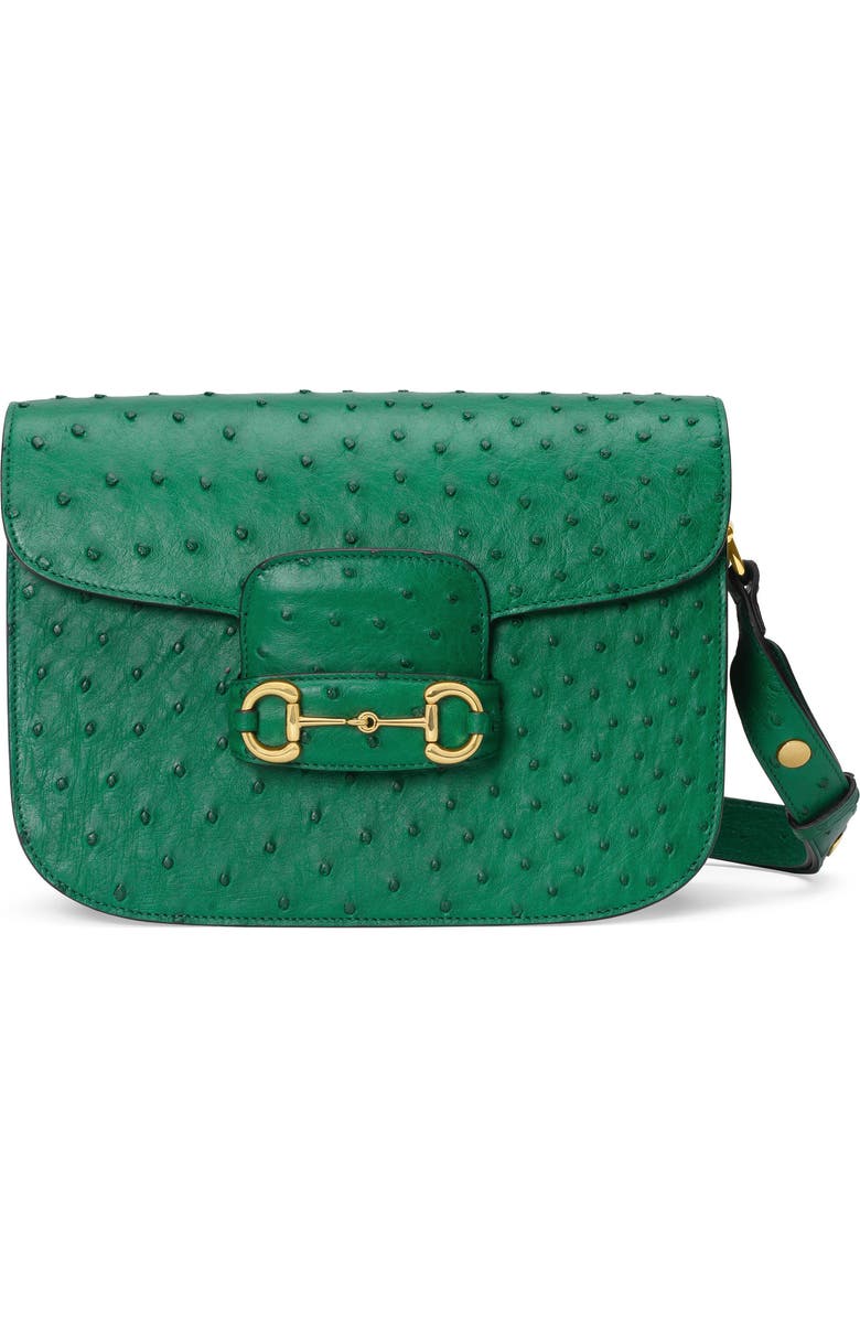 Gucci 1955 Horsebit Ostrich Shoulder Bag, Main, color,