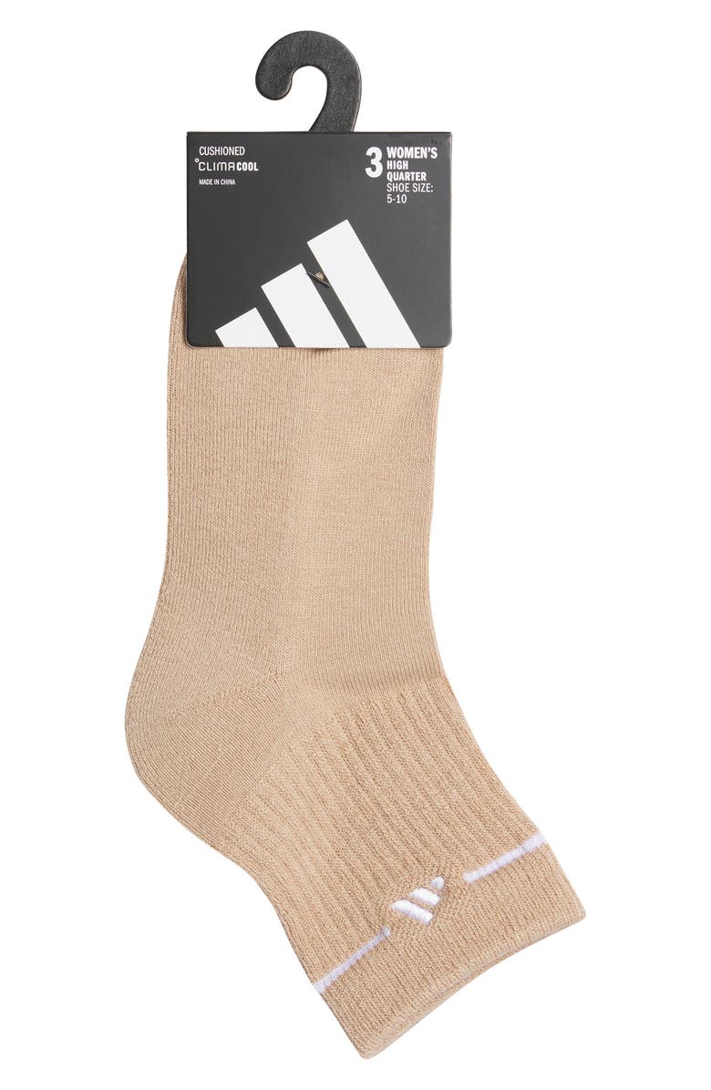 adidas Cushioned Sport 3-Pack Assorted Crew Socks, Alternate, color, Sandstone Beige/ White/ Beige