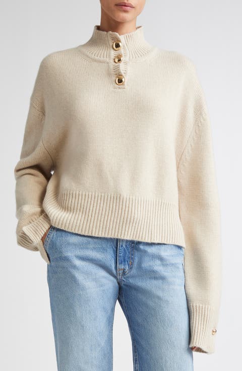 The Rowe Crop Cashmere Henley Sweater