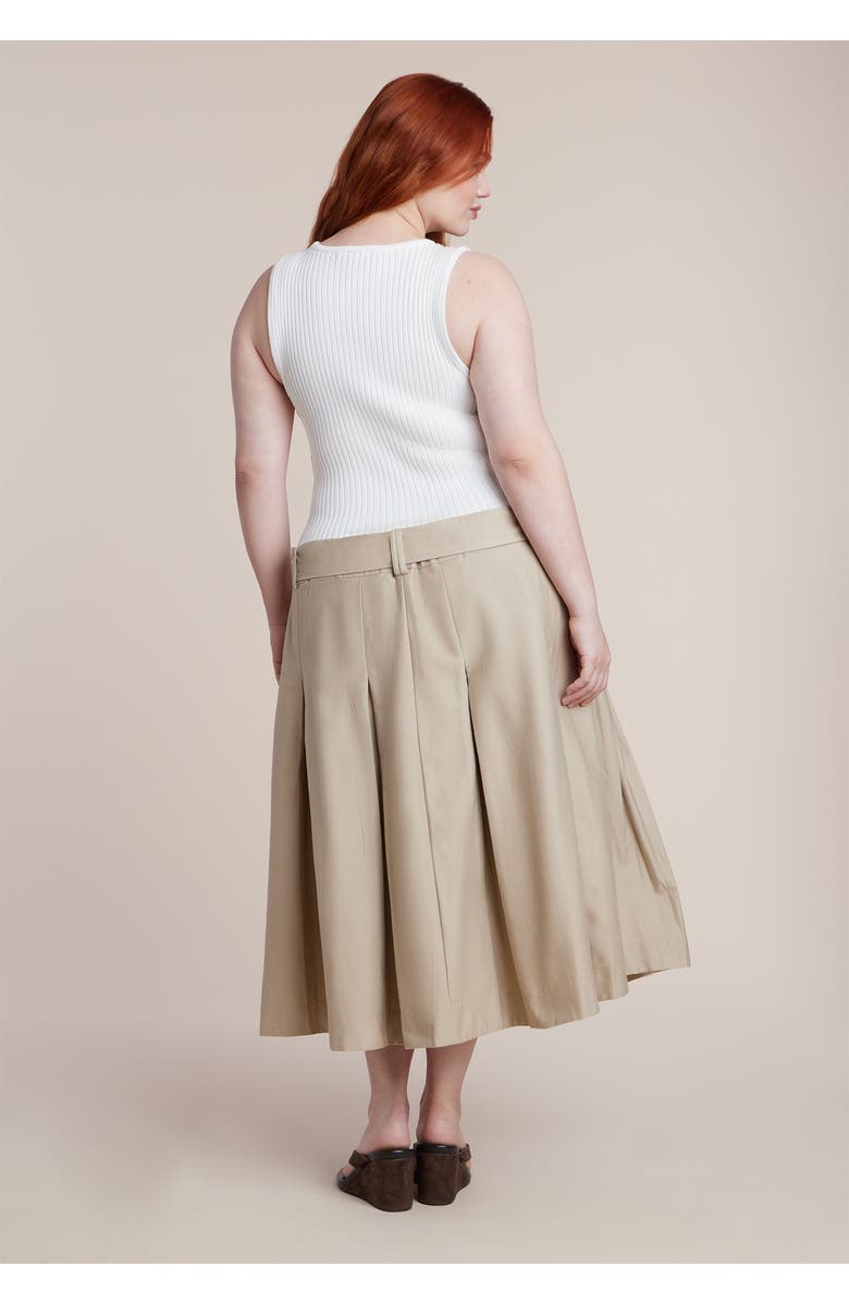 ELOQUII Combo Dress With Belt, Alternate, color, Cream And Ecru