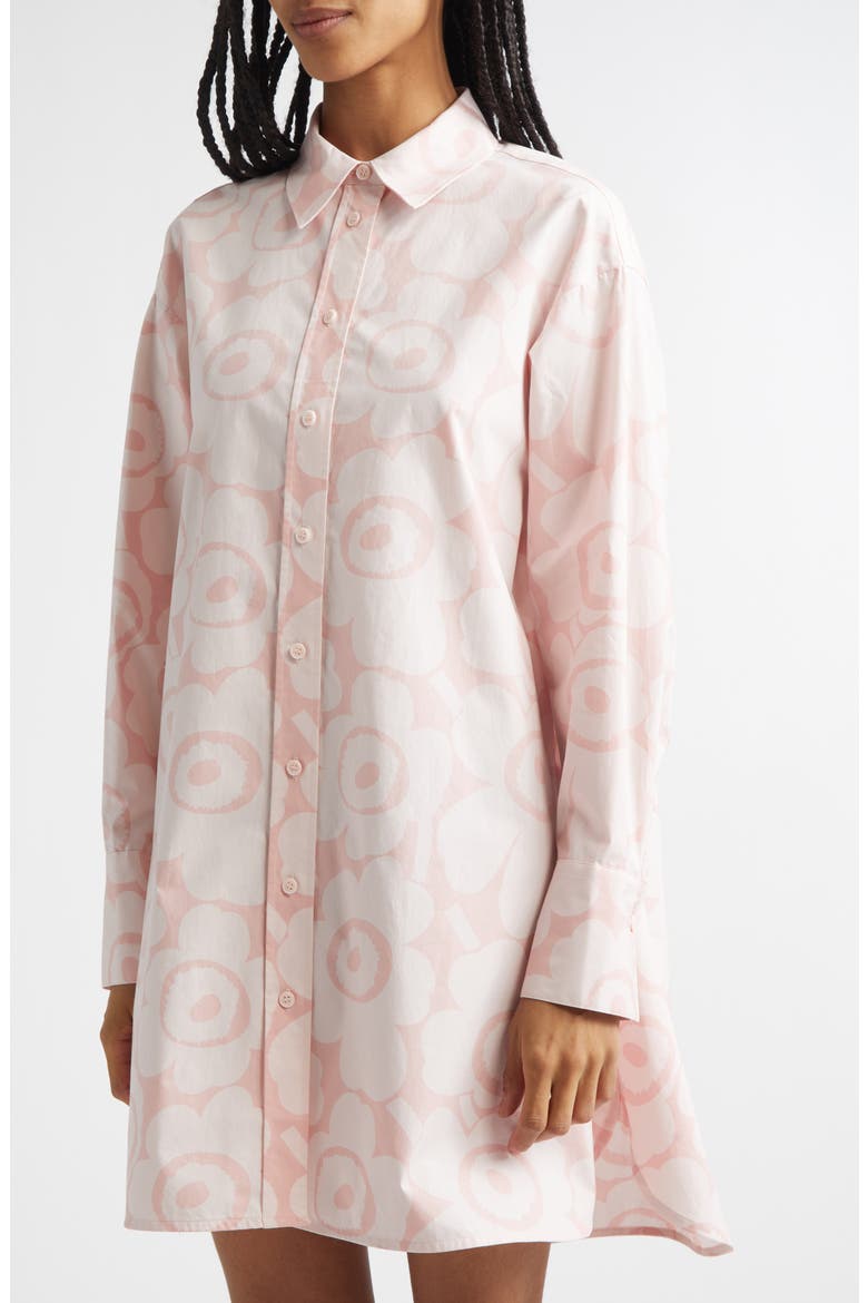 Kuvitelma Unikko Long Sleeve Cotton Poplin Shirtdress, Alternate, color, LIGHT PINK