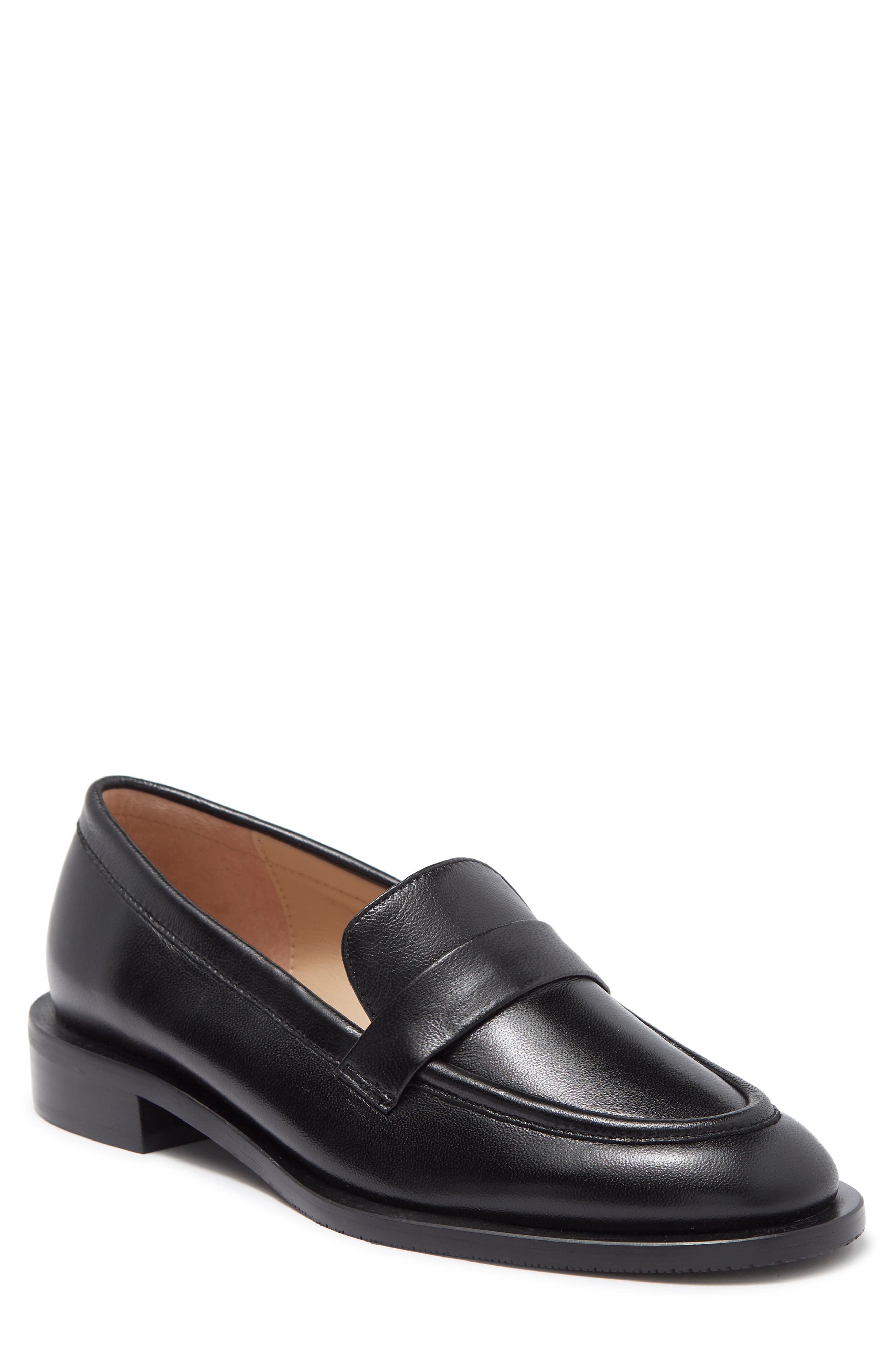 Palmer Sleek Leather Loafer, Main, color, BLACK