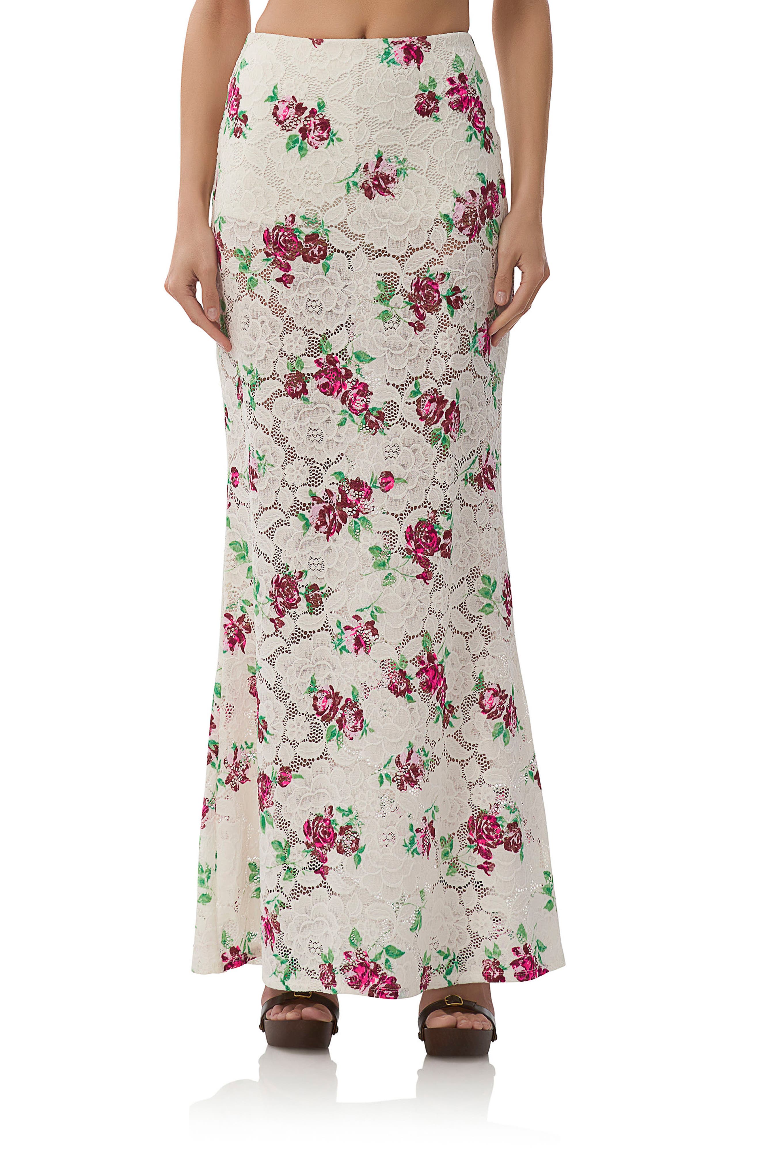 AFRM Caella Floral Lace Maxi Skirt