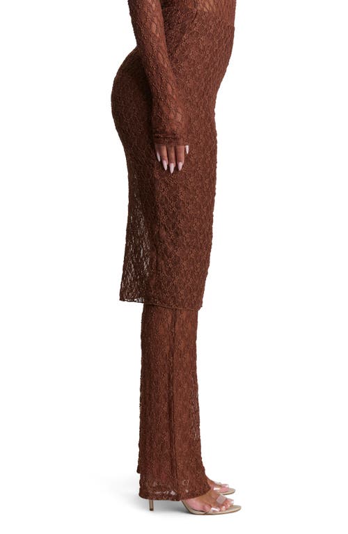 Naked Wardrobe Stretch Lace Skirted Pants In Brown