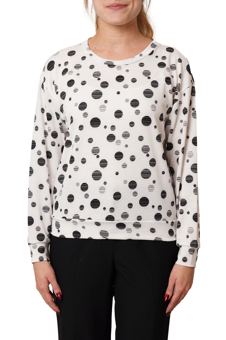 Drop Shoulder Dot French Terry Sweater, Main, color, BONE/ BLACK