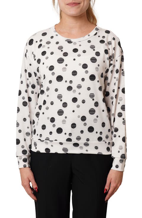 Drop Shoulder Dot French Terry Sweater