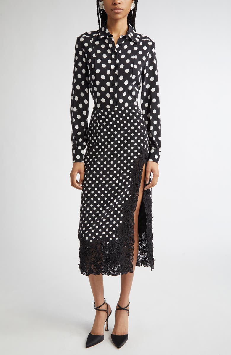 Carolina Herrera Lace Trim Polka Dot Skirt, Alternate, color, 
