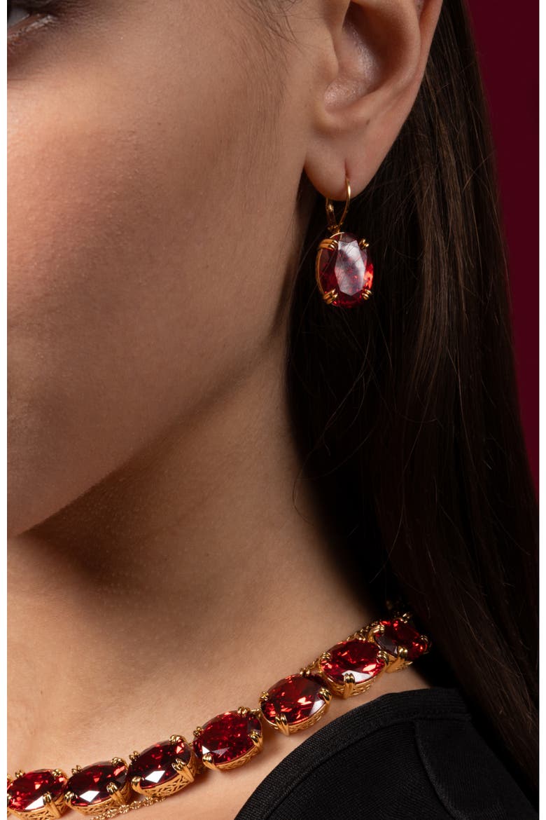 Cherry Glow Earrings, Alternate, color, Red & Gold