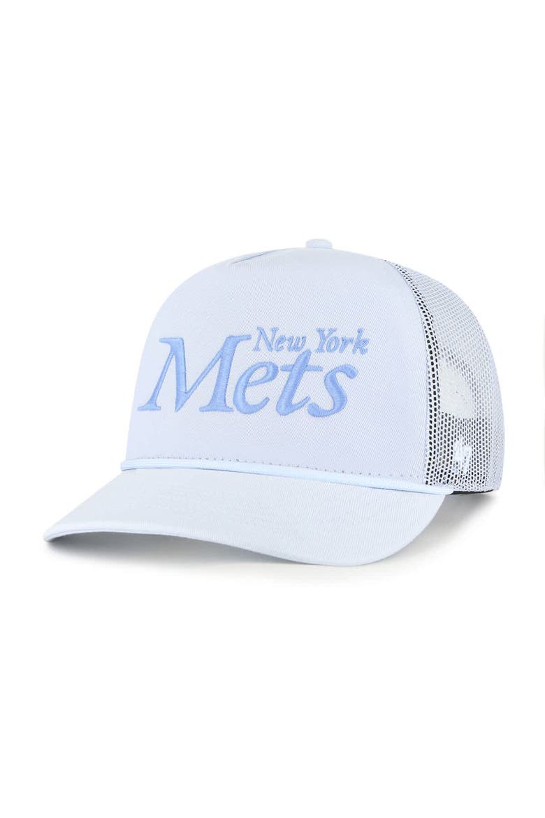 Men's '47 Light Blue New York Mets Foundation Script Hitch Adjustable Trucker Hat, Main, color, Light Blue