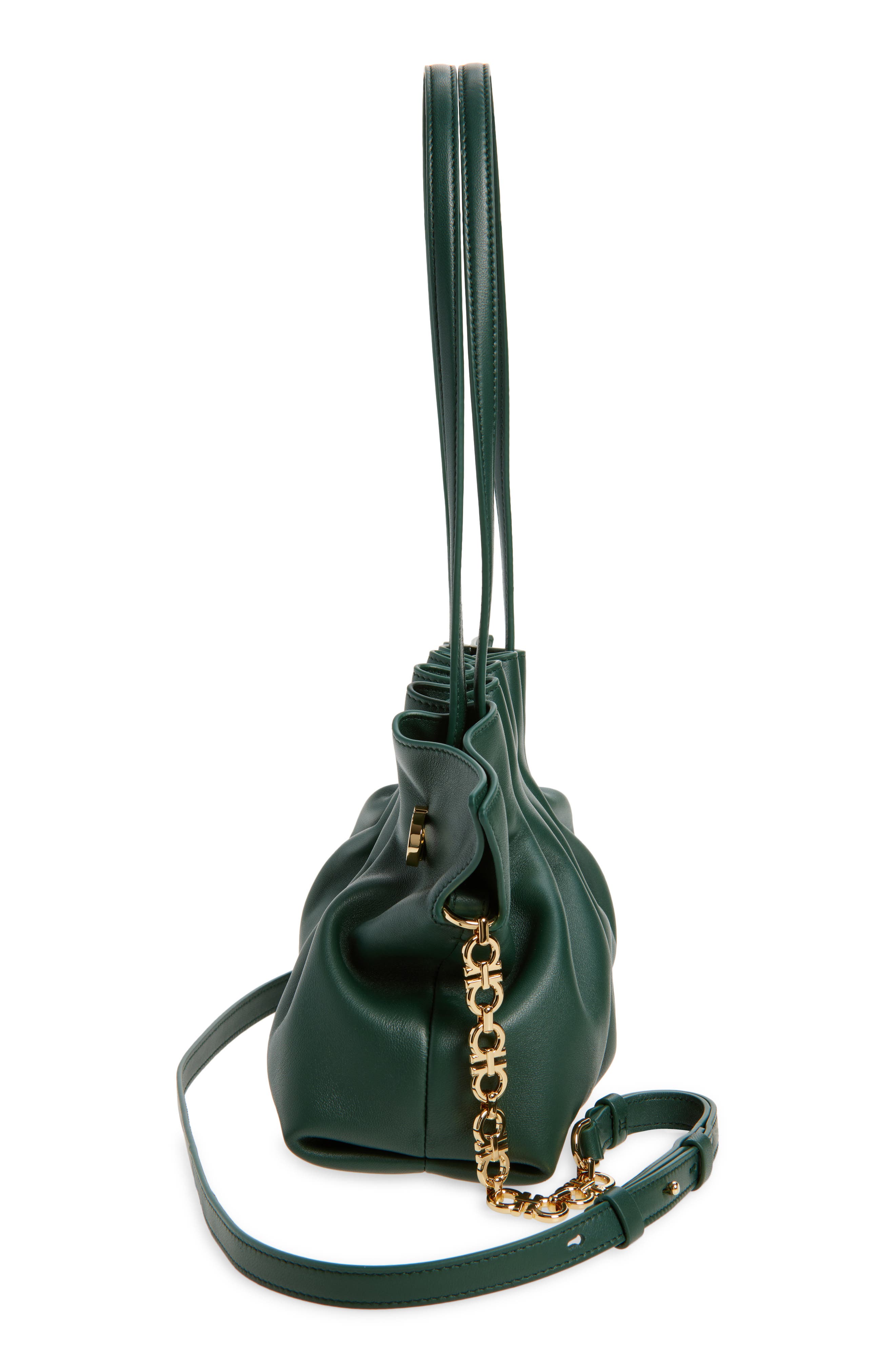 FERRAGAMO Small Gancio Piercing Soft Leather Shoulder Bag, Alternate, color, 