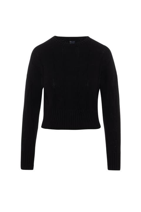 Cable Round Neck Textured Knit Sweater