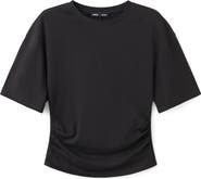 MANGO Ruched Side Cotton T-Shirt
