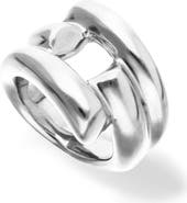 UNODE50 Sterling Silver Plated Ring with Open Tubes