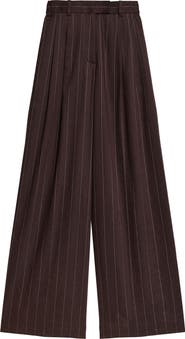 Helmut Lang Pinstripe Wide Leg Linen Blend Pants