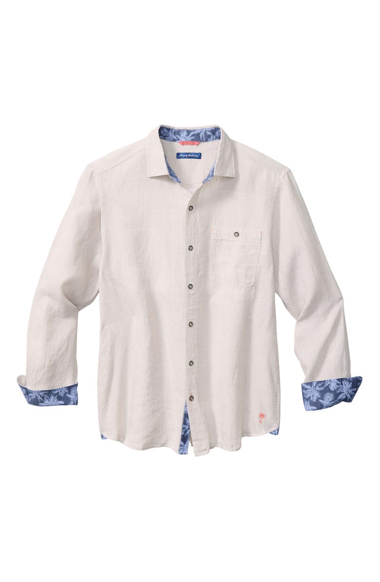 Tommy Bahama Del Mar Island Embroidered Linen Button-Up Shirt, Alternate, color, Natural