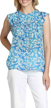 APNY Floral Print Flutter Sleeve Top