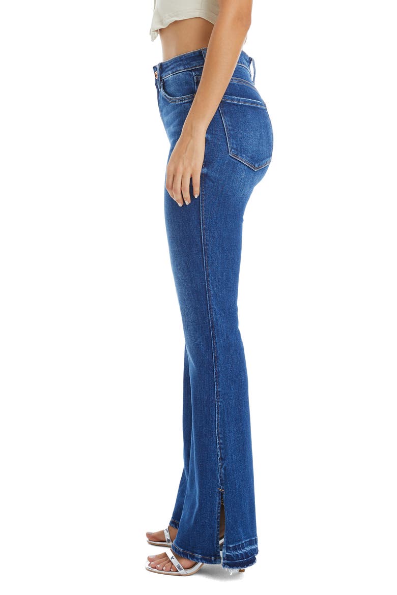 Split Hem Mid Rise Flare Jeans, Alternate, color, INDIGO ROCK
