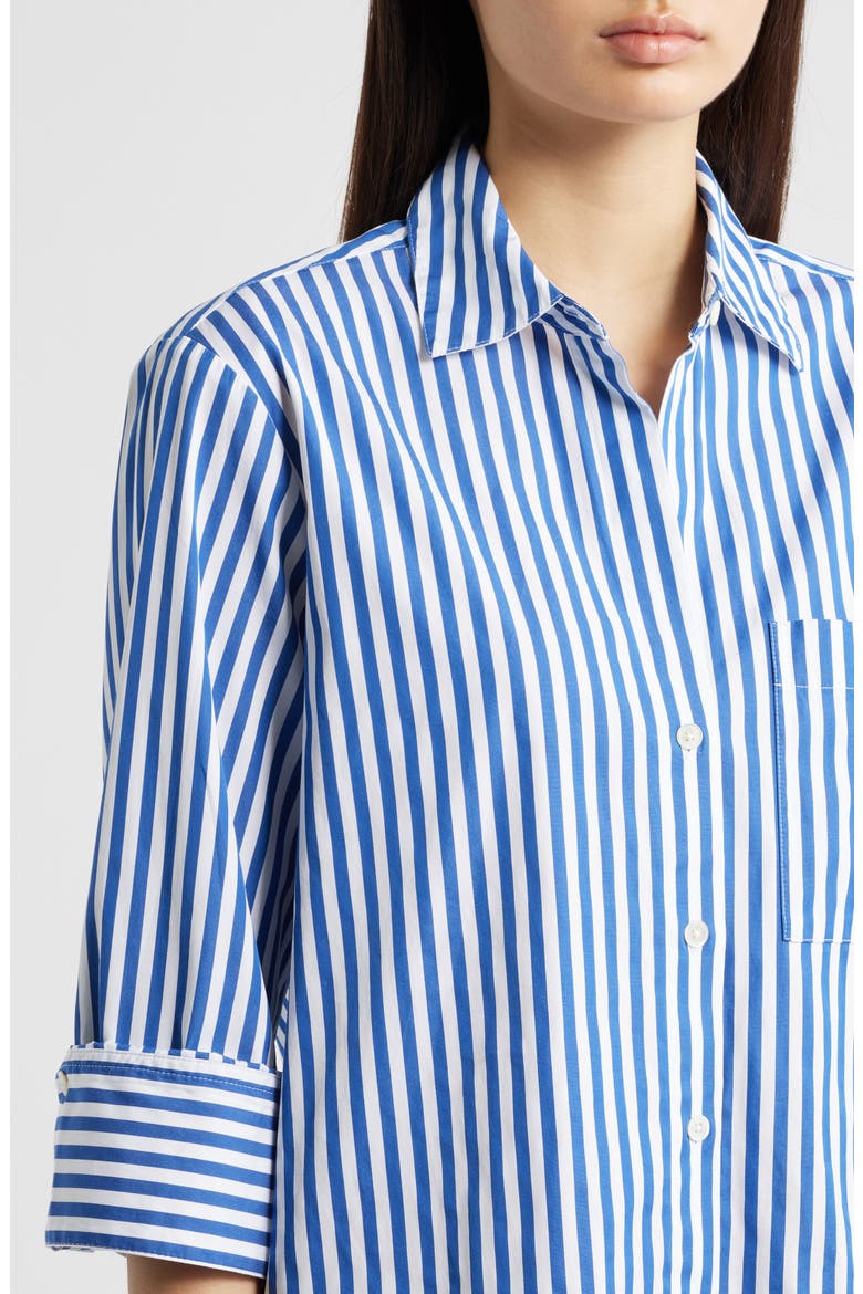 The Signature Y-Neck Shirt in Poplin, Alternate, color, FRENCH BLUE