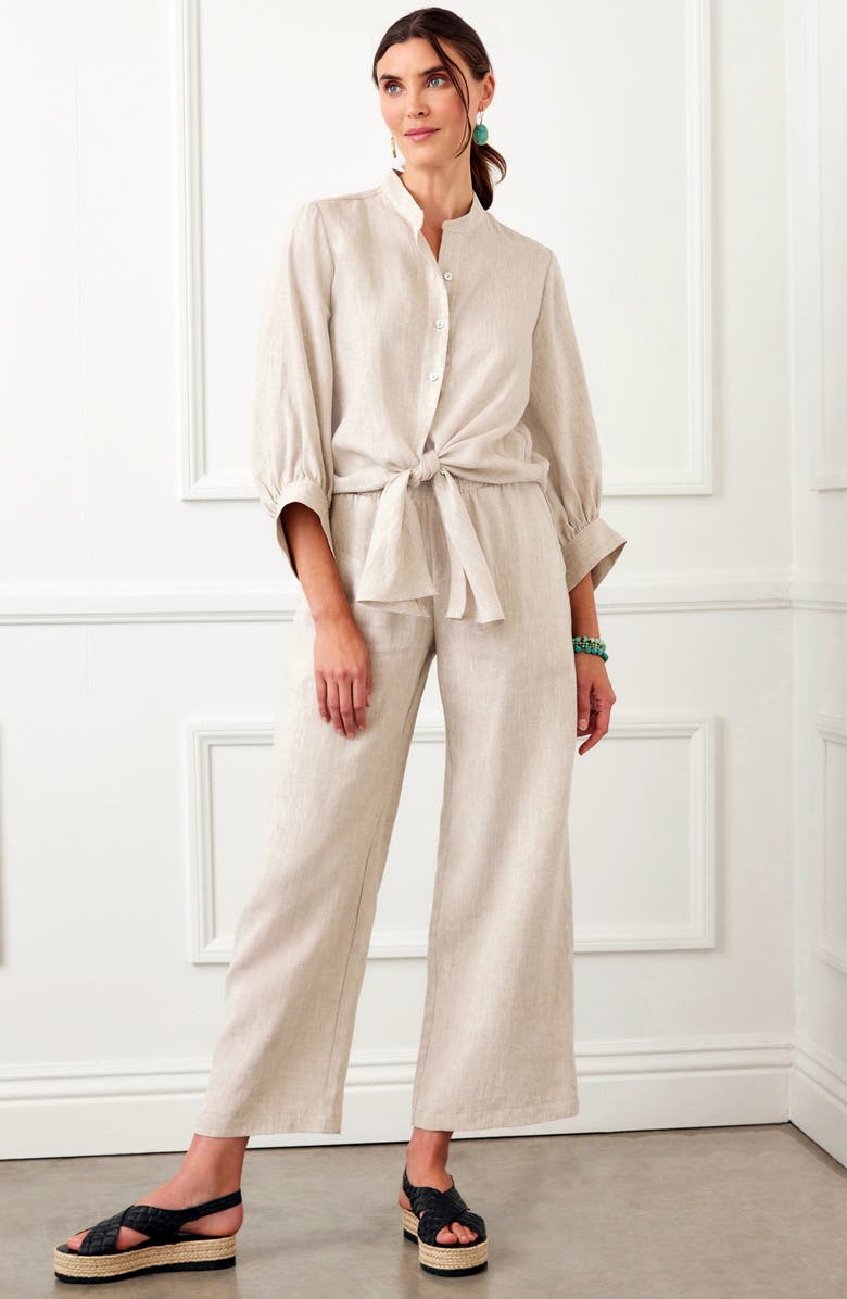 Karen Kane Linen Wide Leg Drawstring Pants, Alternate, color, 