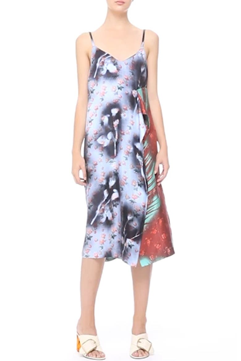 'Clemente' Print Silk Slipdress, Alternate, color, ROSES/ PALM MIX