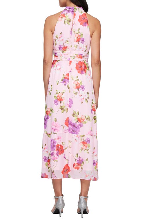 Shop Sl Fashions Floral Sleeveless Midi Dress In Pink Multi