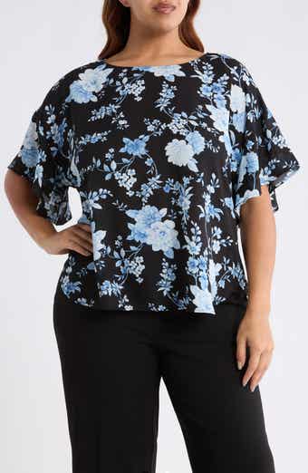 Anne Klein Floral Flutter Sleeve Top
