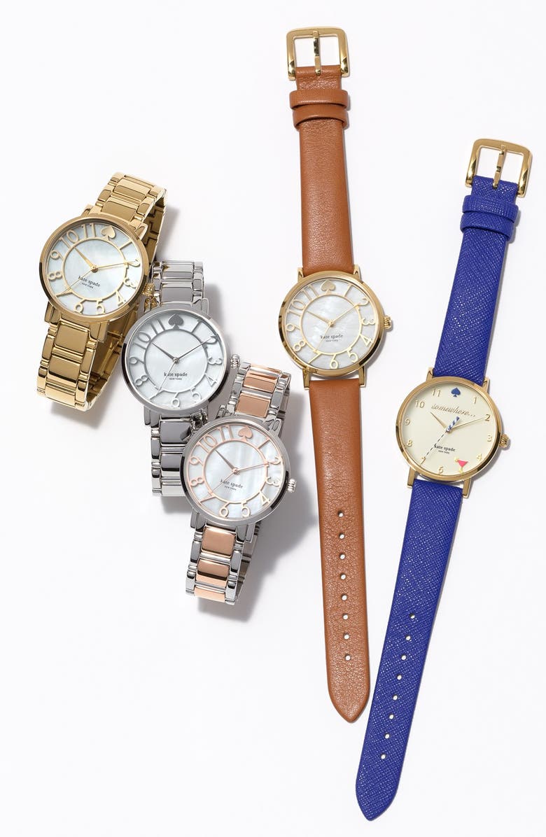 Kate Spade New York 'metro - happy hour' leather strap watch, 34mm, Alternate, color, 