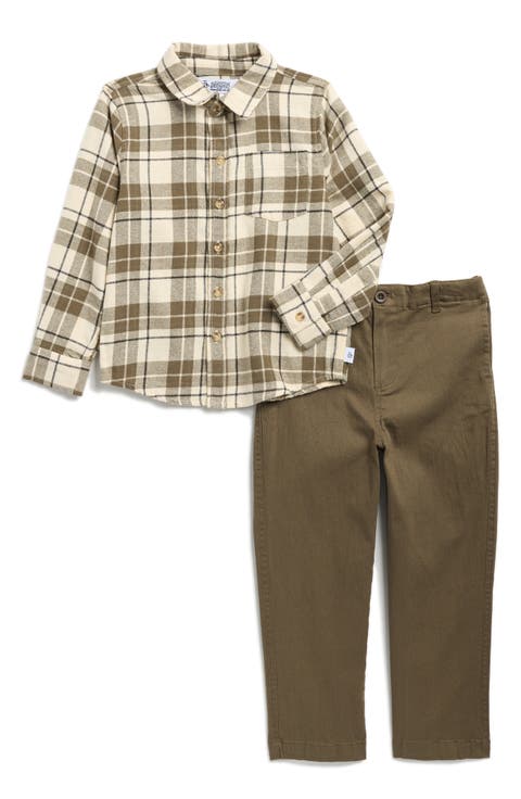 Kids' Flannel Button-Up Shirt & Chino Pants Set (Little Kid)