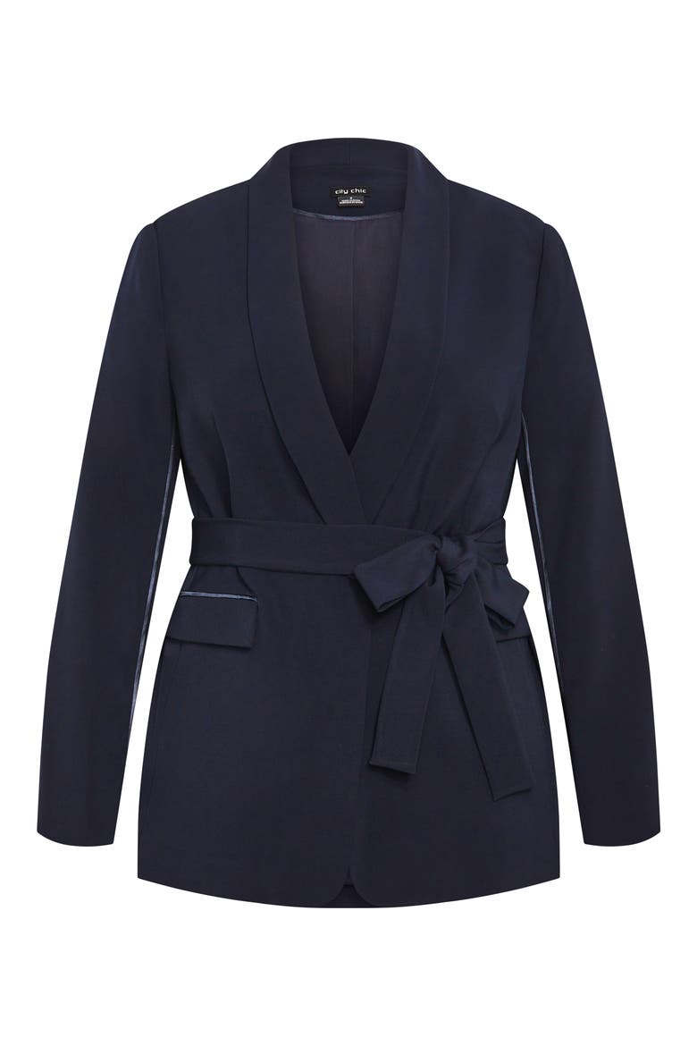 Soraya Belted Jacket, Alternate, color, NAVY