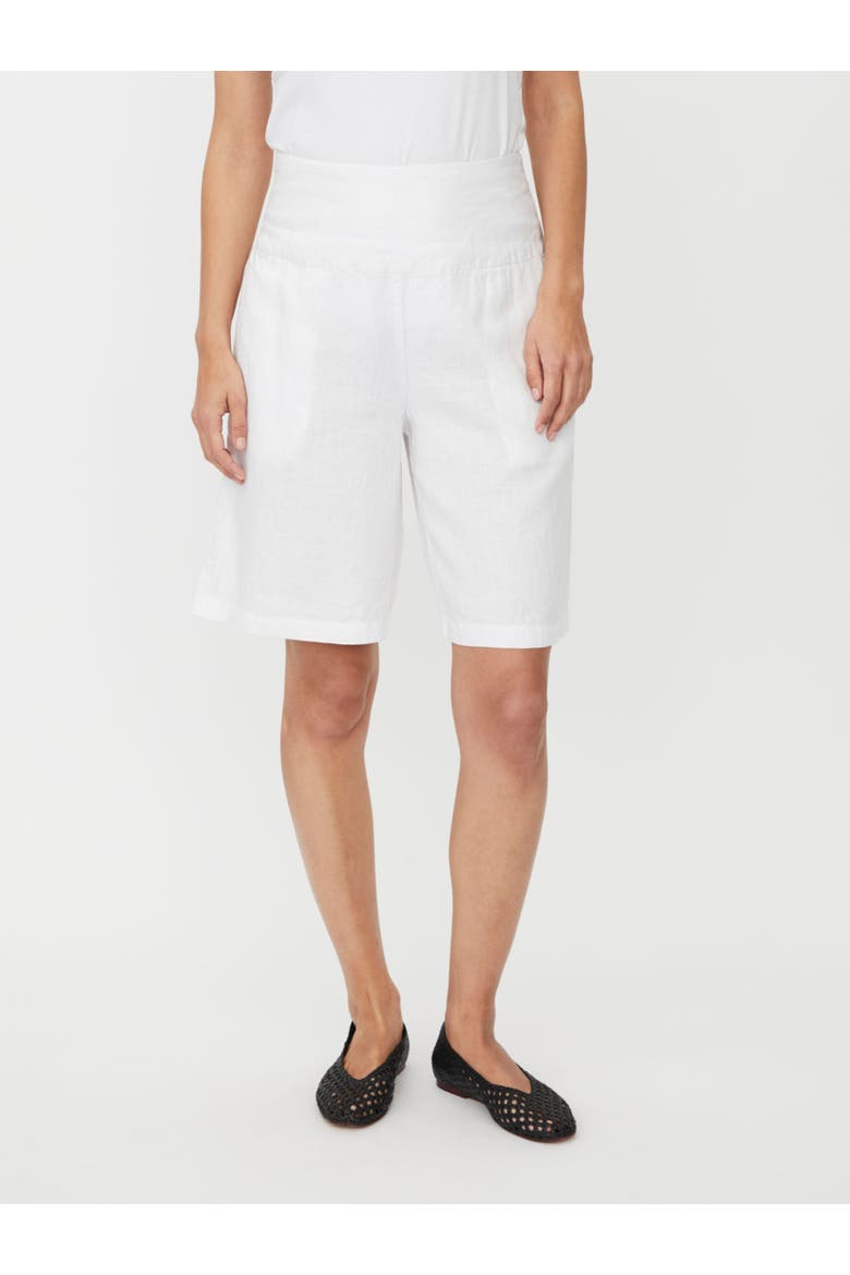 Mapinja Smock Waist Linen Shorts, Main, color, White