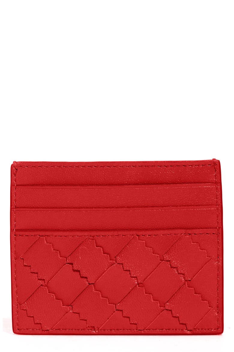 Intrecciato Leather Card Case, Main, color, NAIL POLISH