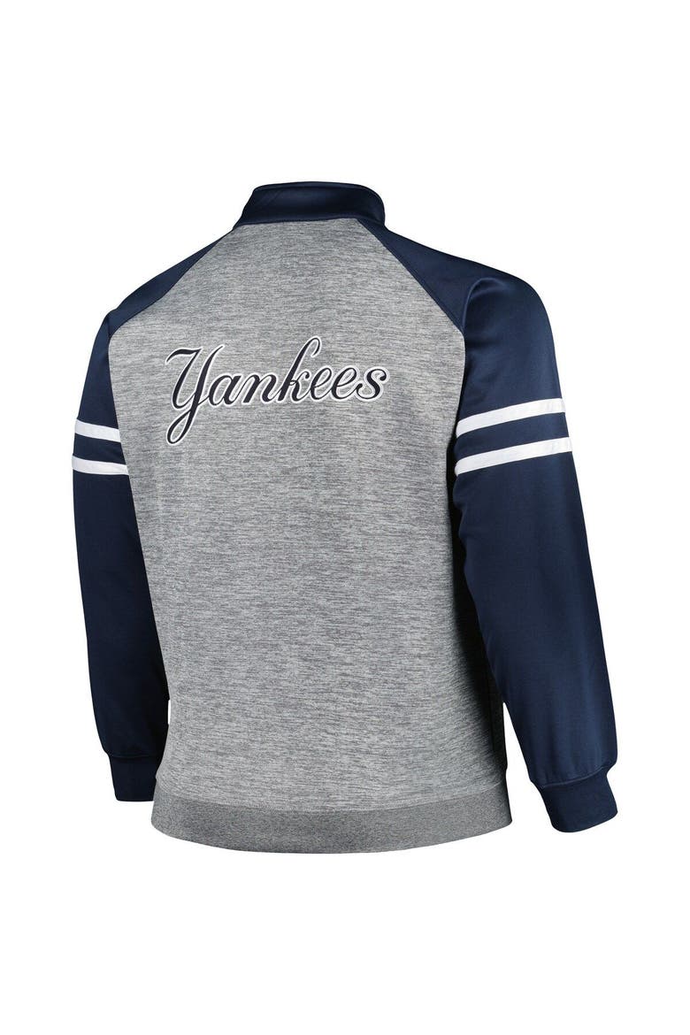 Men's Navy/Heather Gray New York Yankees Big & Tall Raglan Full-Zip Track Jacket, Alternate, color, Navy
