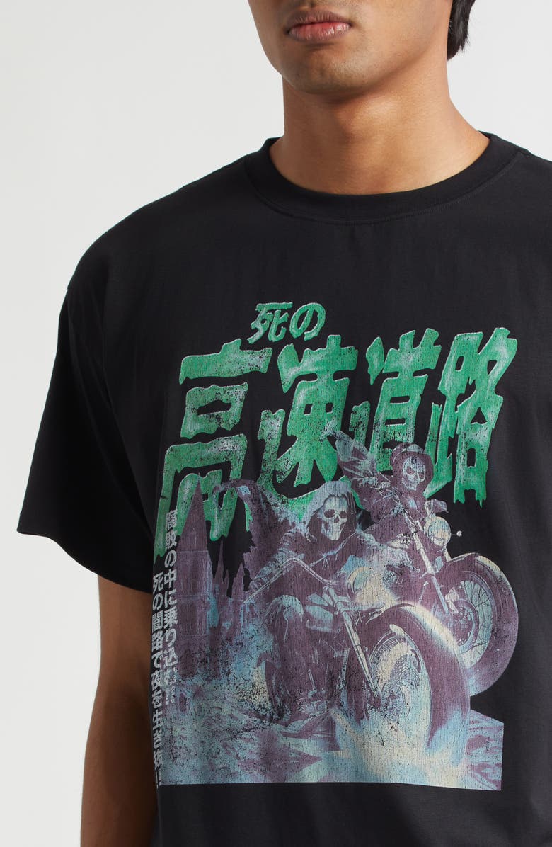 LU'U DAN Ghostriders Boxy Graphic T-Shirt, Alternate, color, Black / Green Ghost Riders