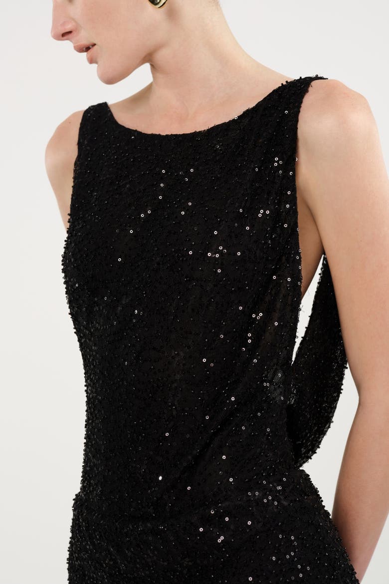 Sequin Open Back Mini Dress, Alternate, color, Black