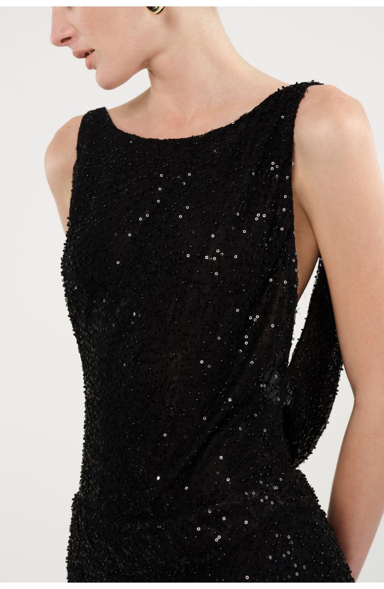 Nocturne Sequin Open Back Mini Dress, Alternate, color, Black