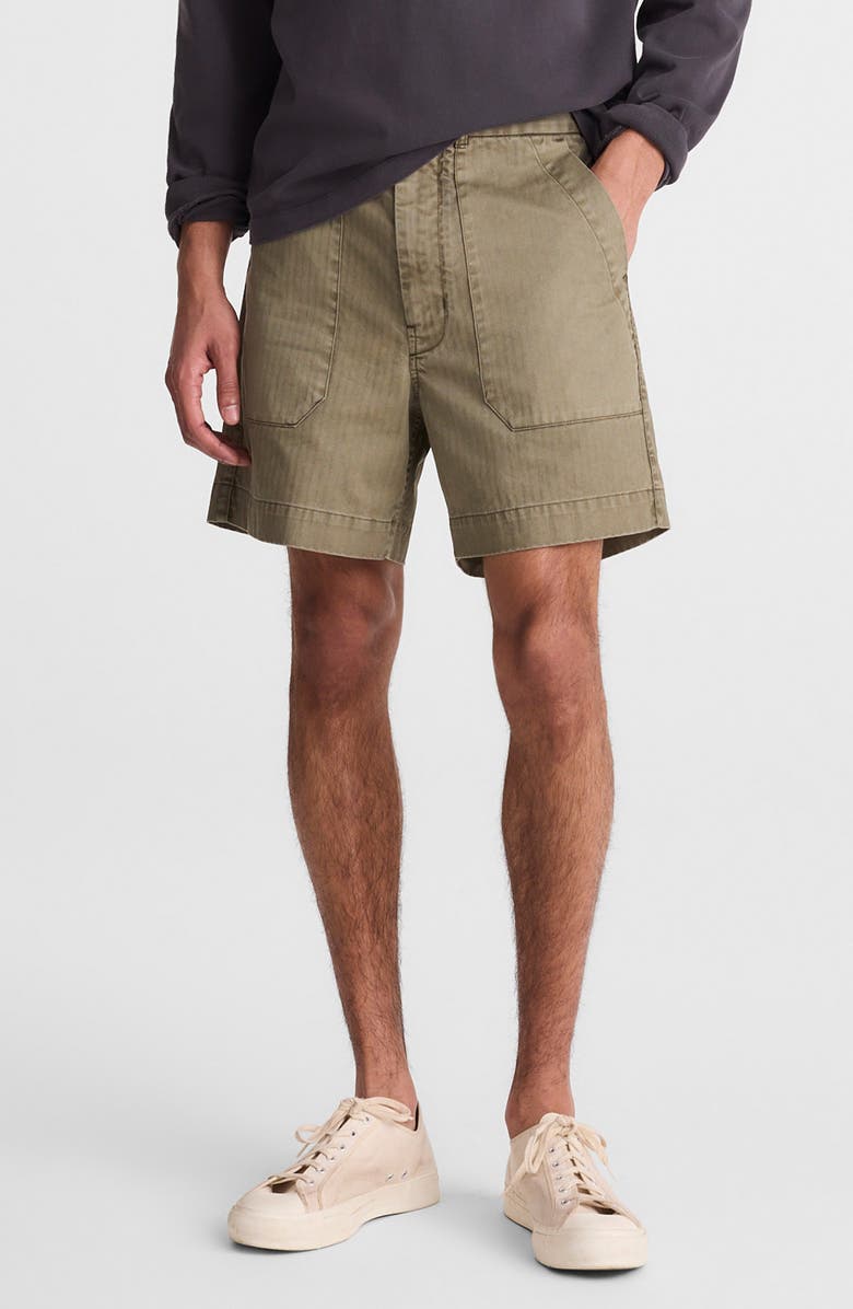 Madewell Herringbone Twill Fatigue Shorts, Main, color, Fatigue
