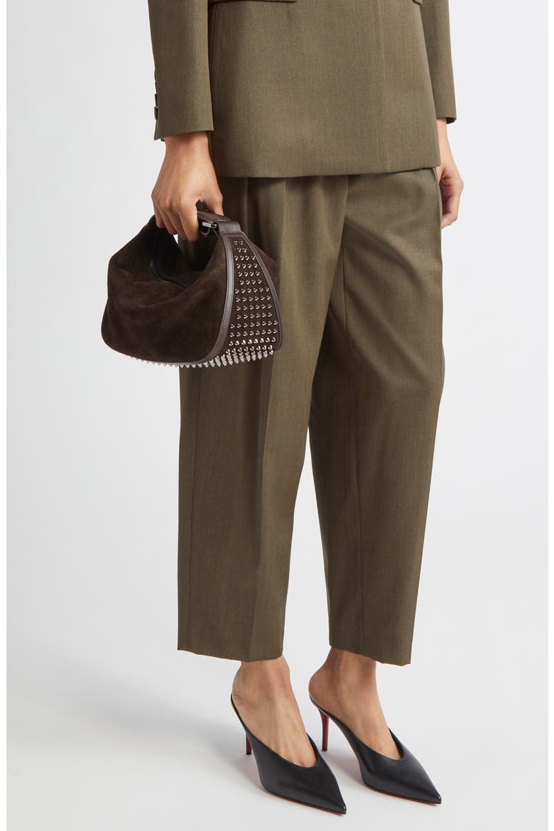 Funky Crosta Spikes Suede Dopp Kit, Alternate, color, CAFE/ GUN METAL