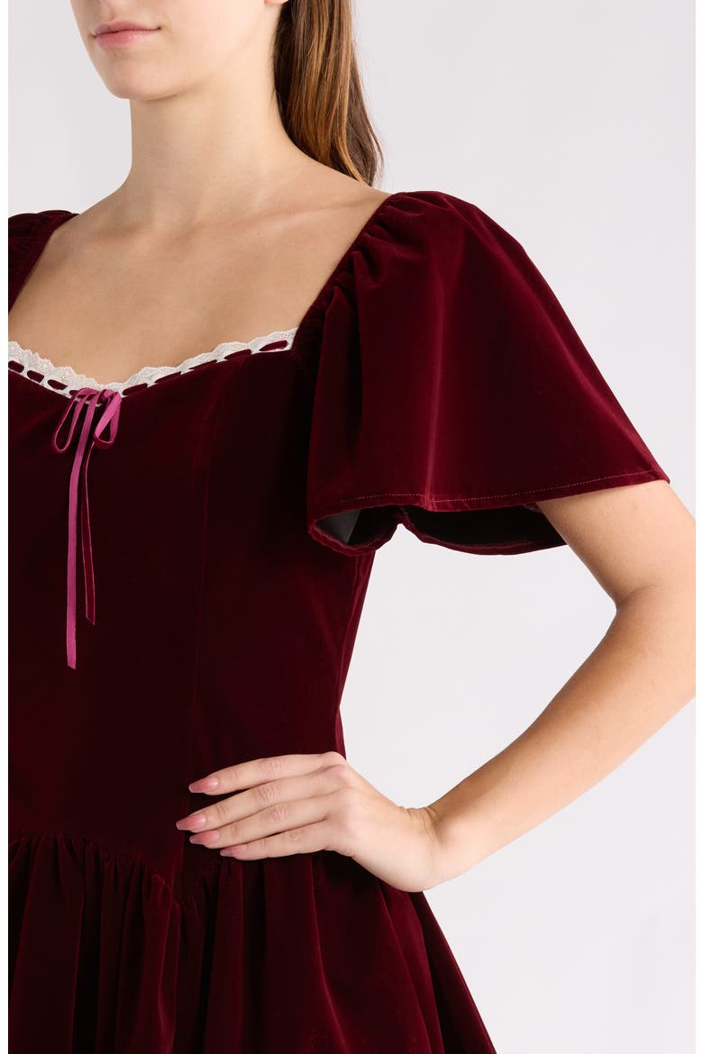 Flutter Sleeve Minidress, Alternate, color, WINE