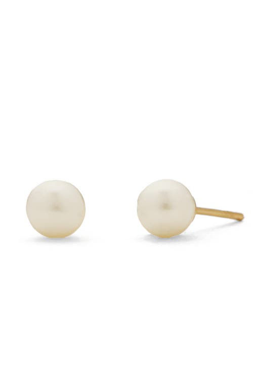 Made By Mary Pearl Stud Earrings In Gold